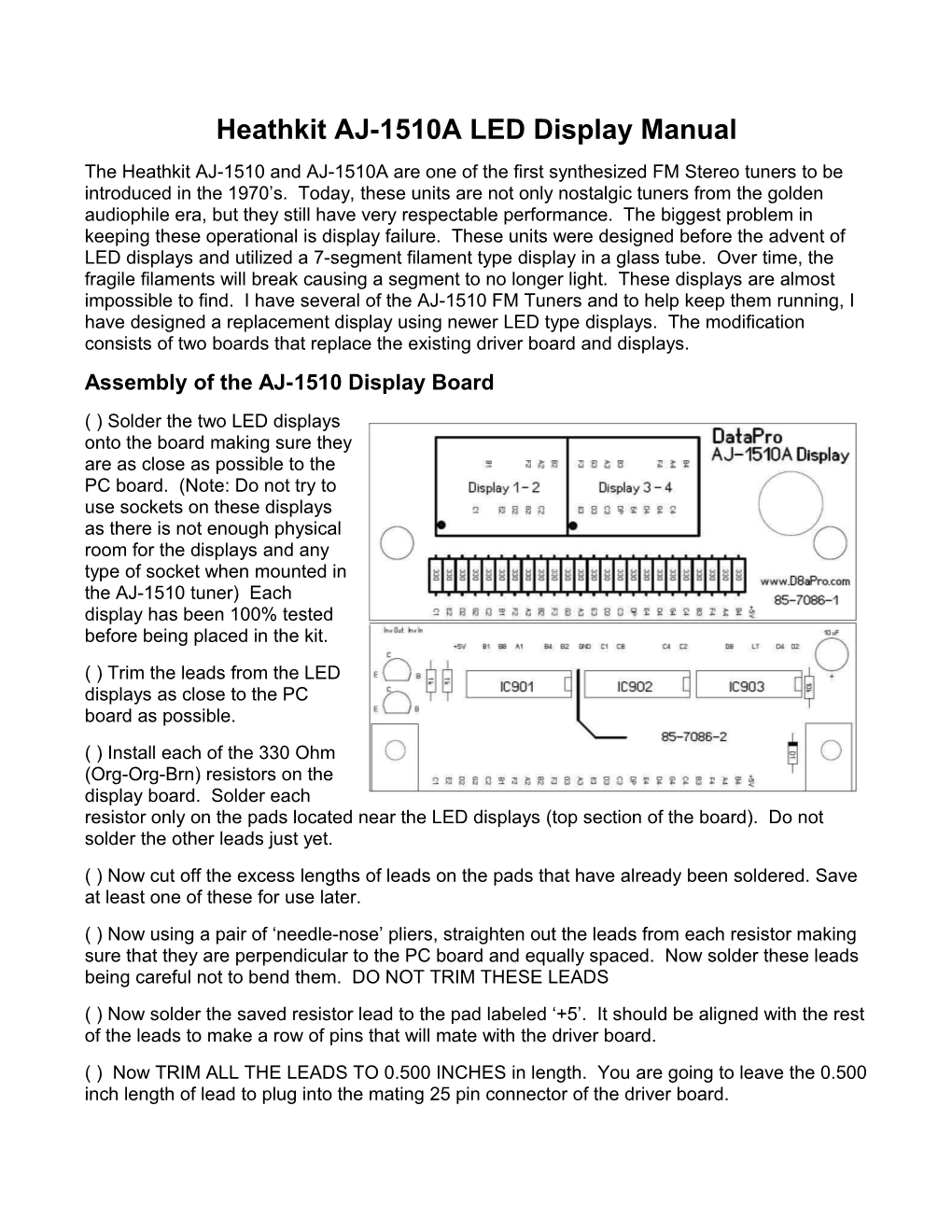 Heathkitaj-1510ALED Display Manual