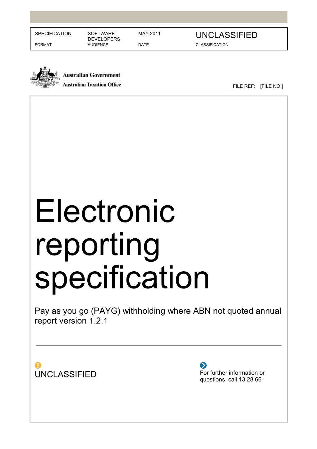 Electronic Reporting Specification - Pay As You Go (Payg) Withholding Where Abn Not Quoted