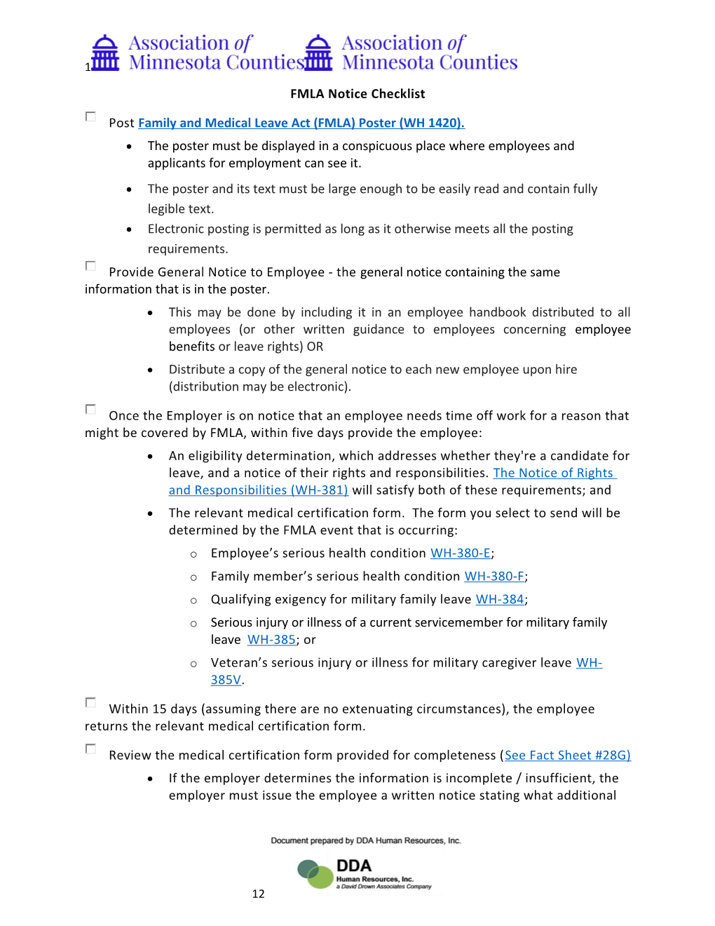 FMLA Notice Checklist