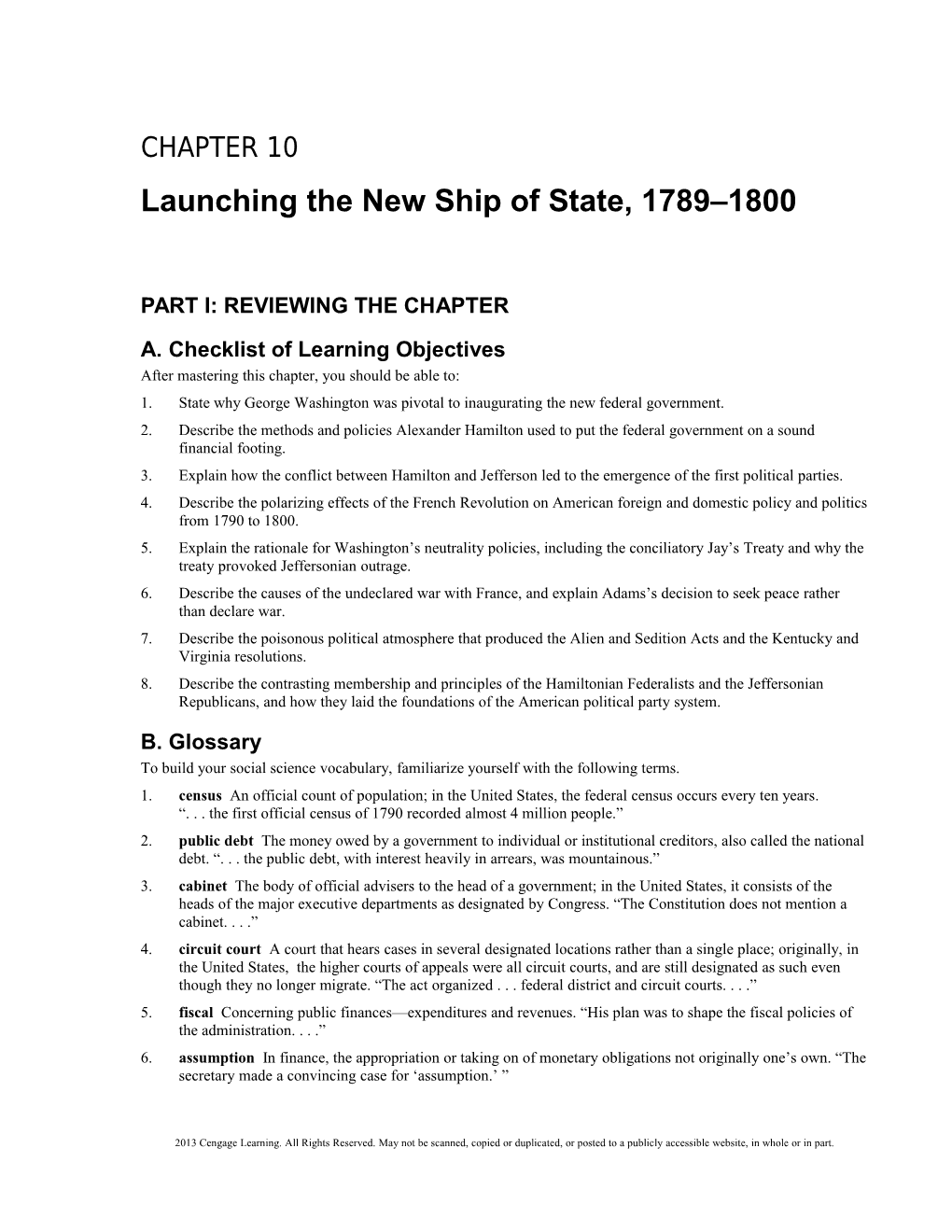 Chapter 10: Launching the New Ship of State, 1789 1800 1