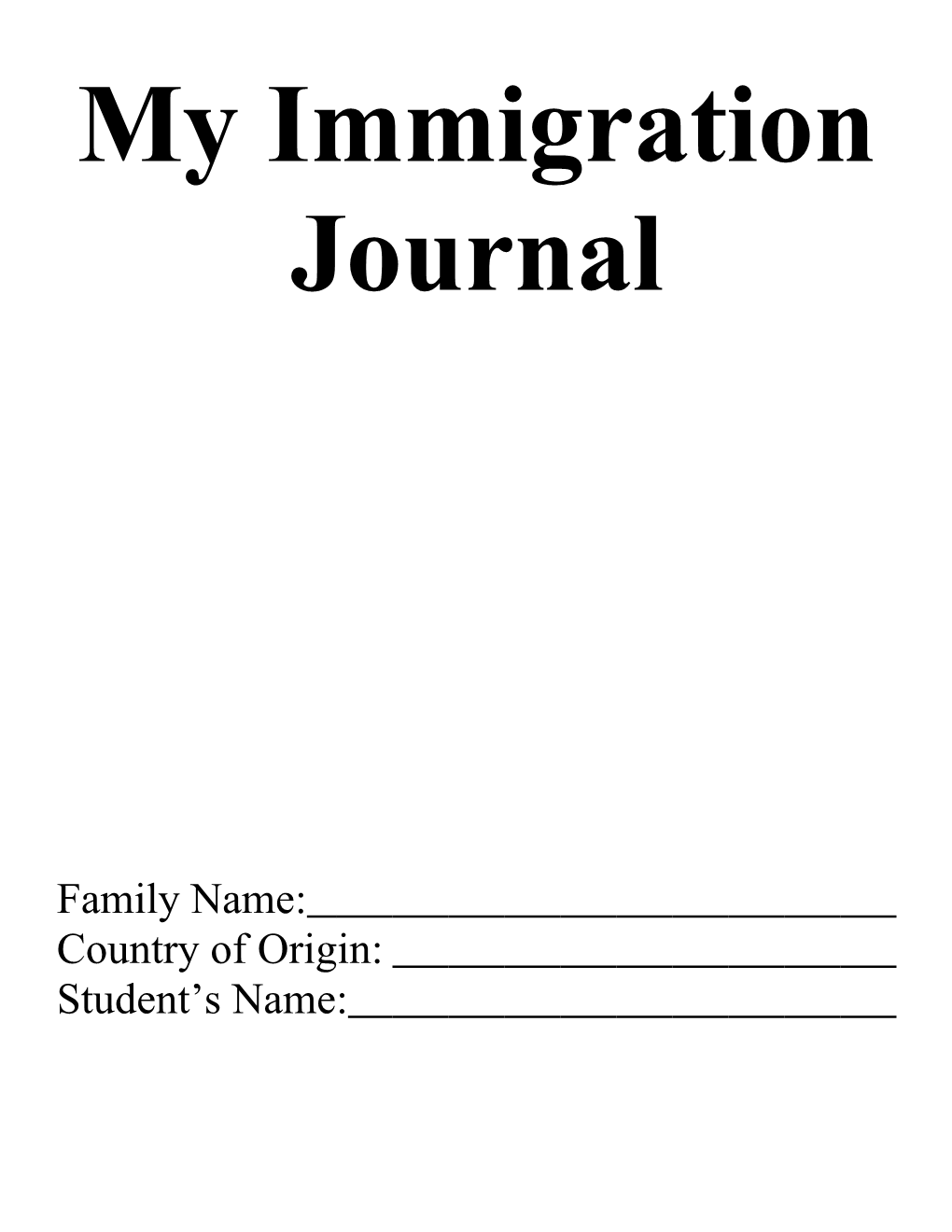 Immigration Family Activity: Counts As a Quarter 2 Test Grade