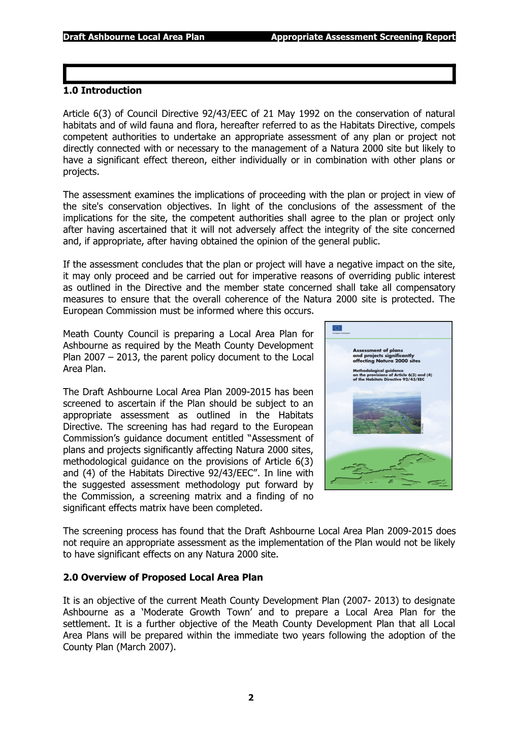 Draft Ashbourne Local Area Plan Appropriate Assessment Screening Report
