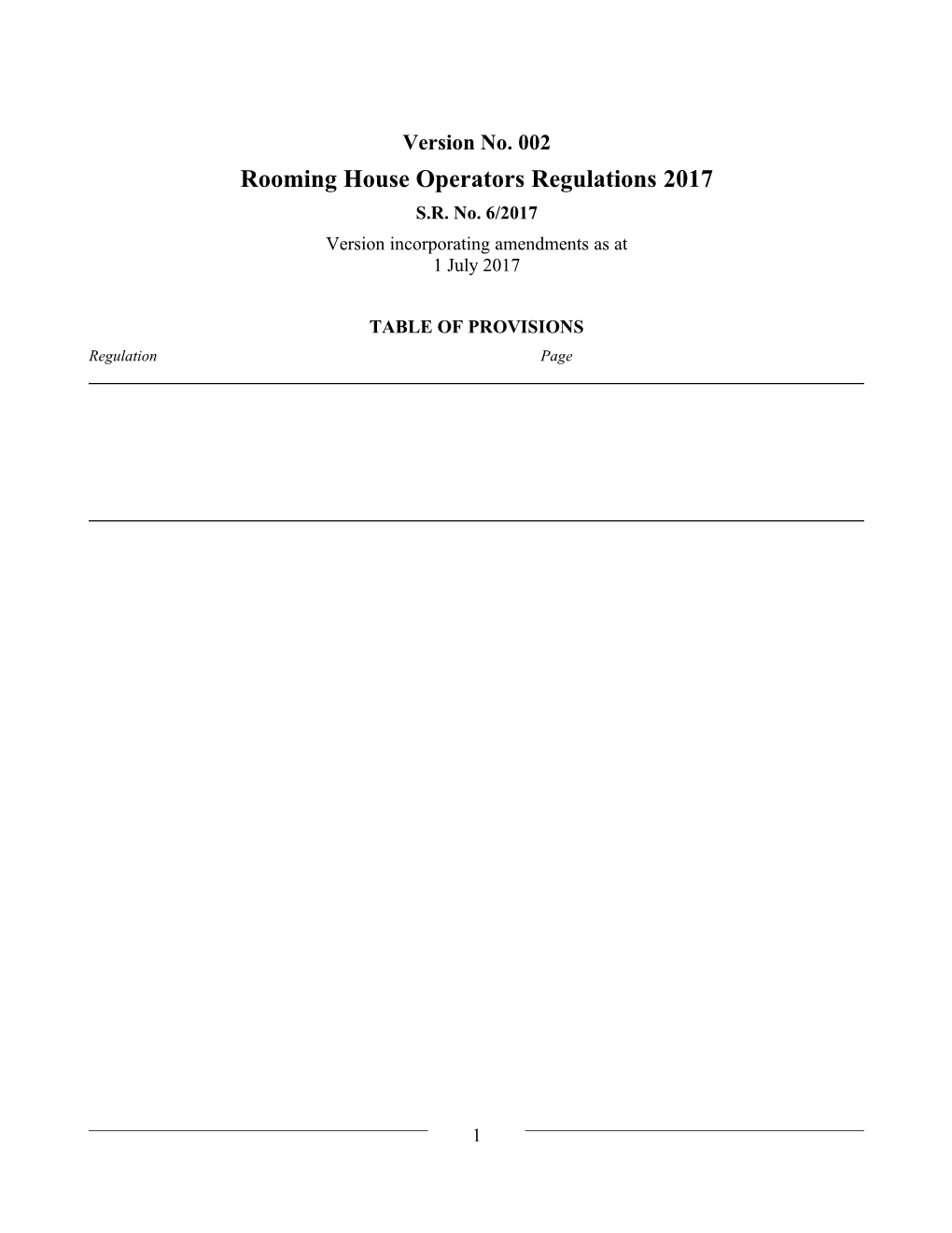 Rooming House Operators Regulations 2017
