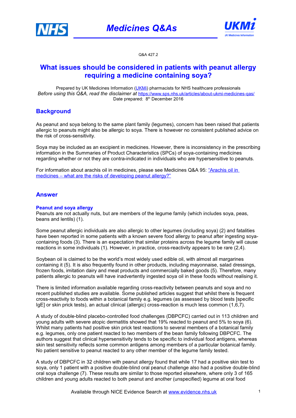 What Issues Should Be Considered in Patients with Peanut Allergy Requiring a Medicine