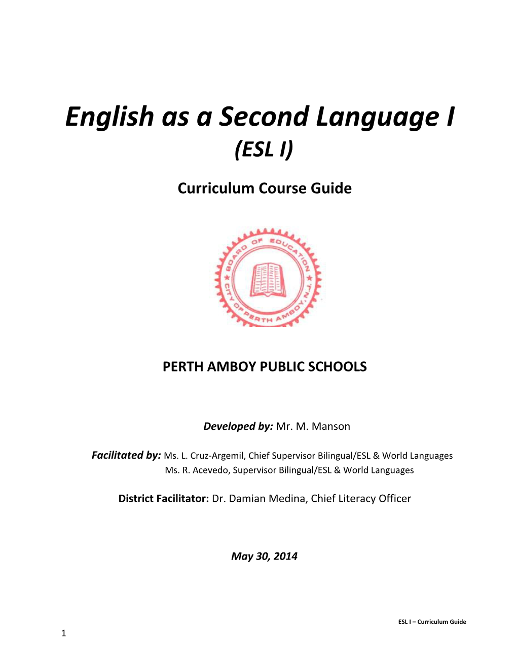 English As a Second Language I