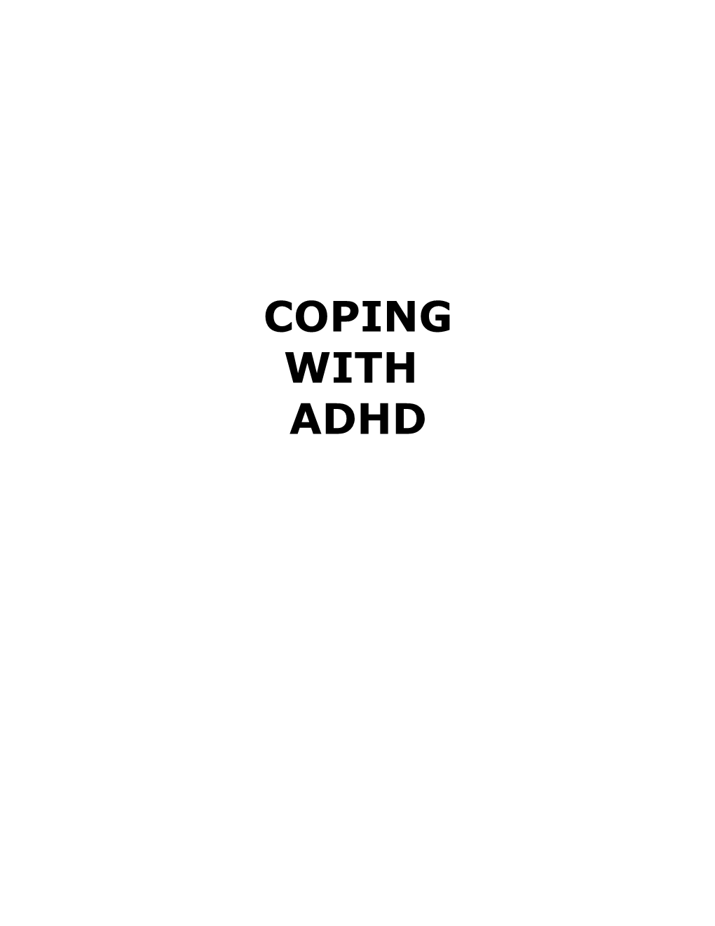 Coping with Adhd