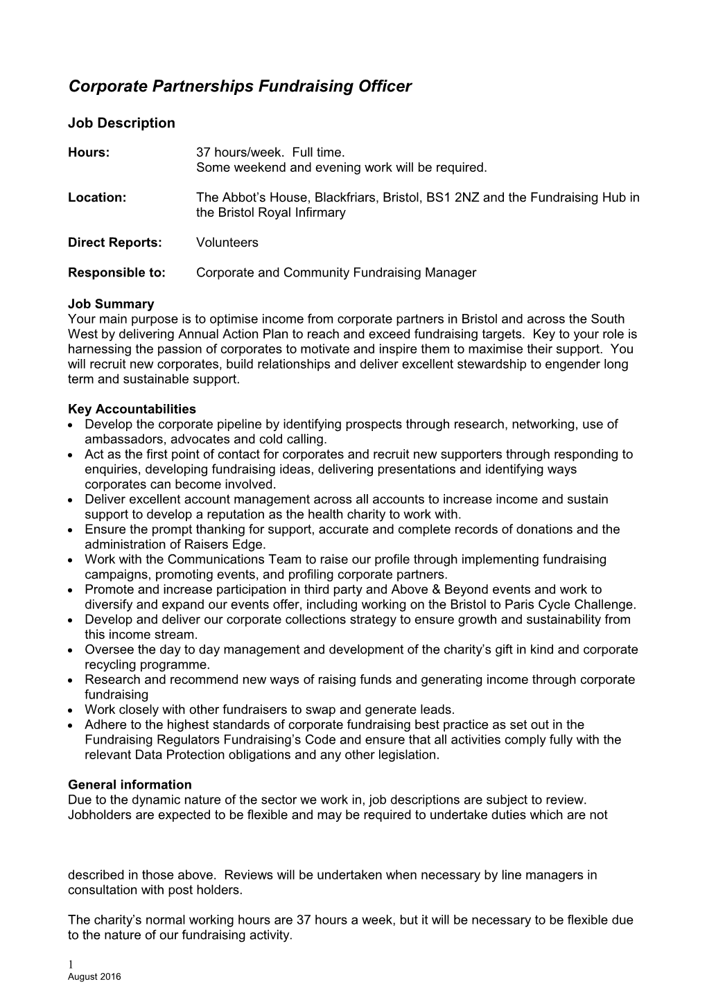 Corporate Partnerships Fundraising Officer