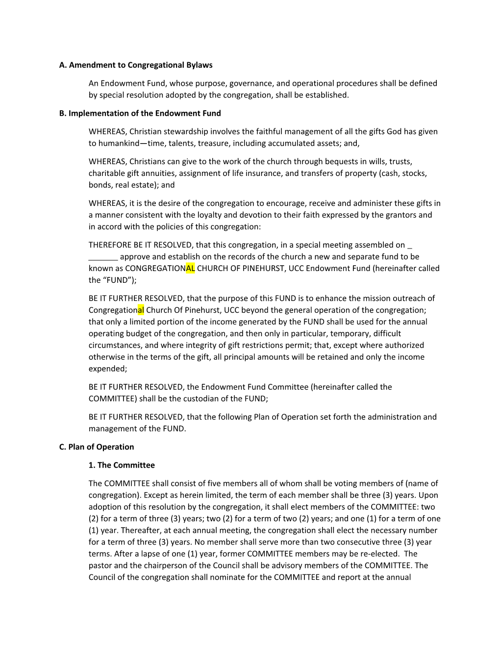 B. Implementation of the Endowment Fund