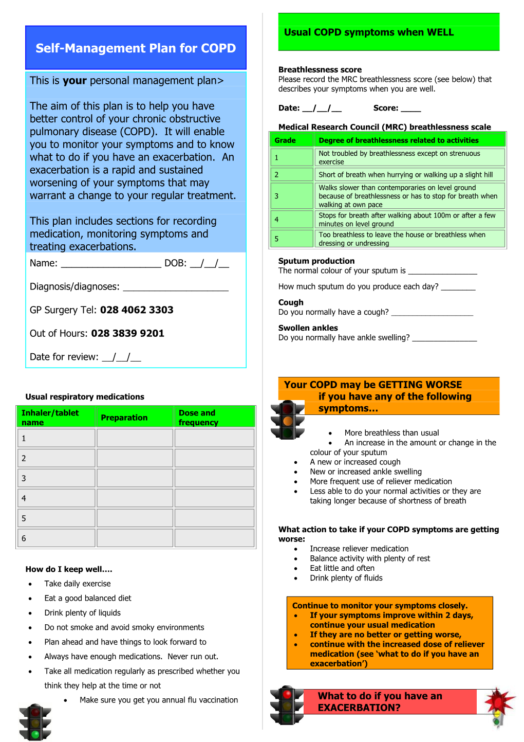 Self-Management Plan for COPD