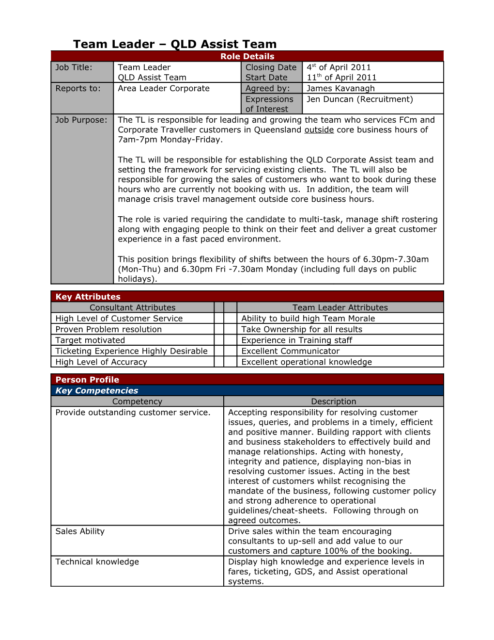 FCL Position Description Template