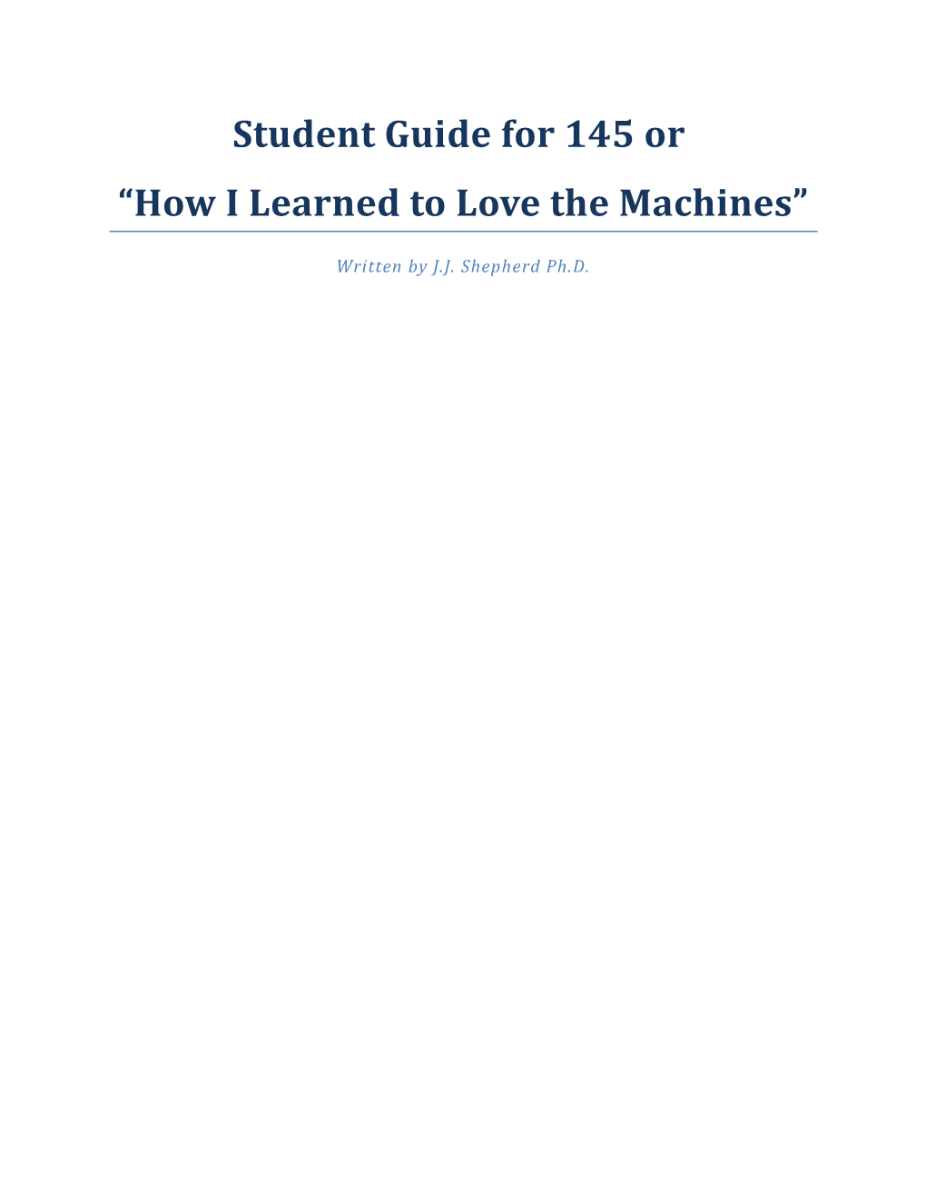 How I Learned to Love the Machines