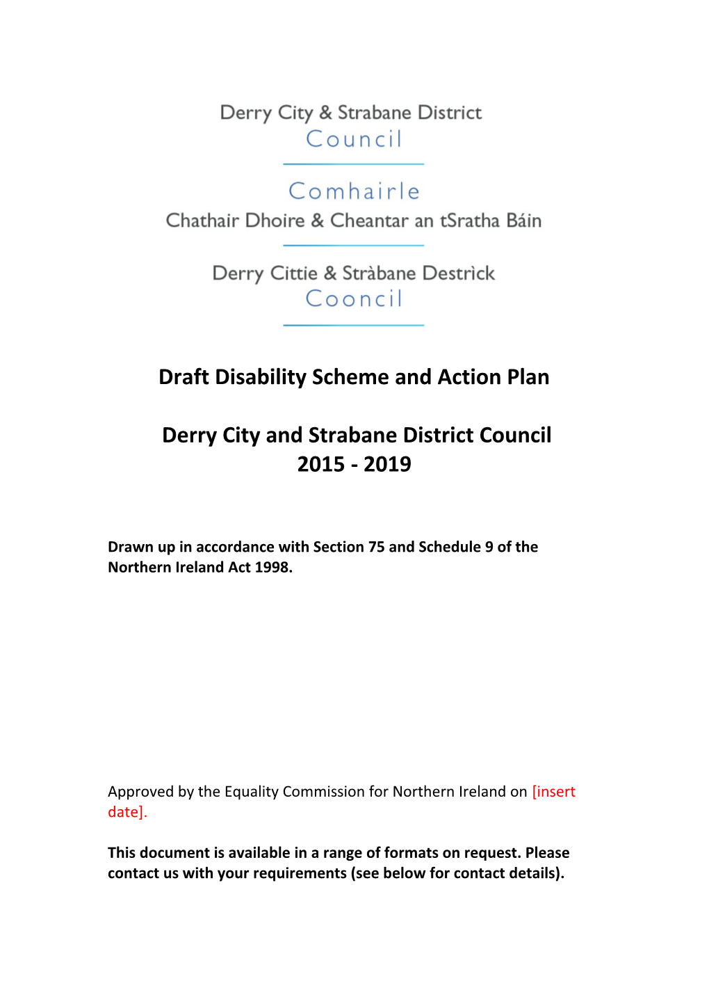 Draft Disability Action Plan For