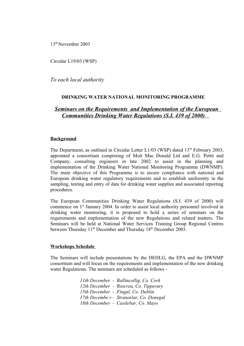 Drinking Water National Monitoring Programme