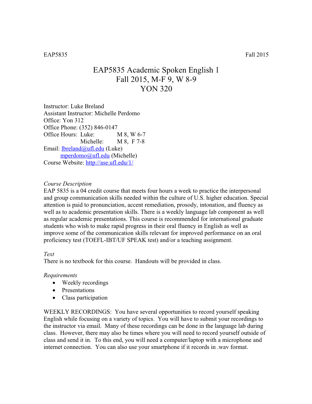 EAP5835 Academic Spoken English 1