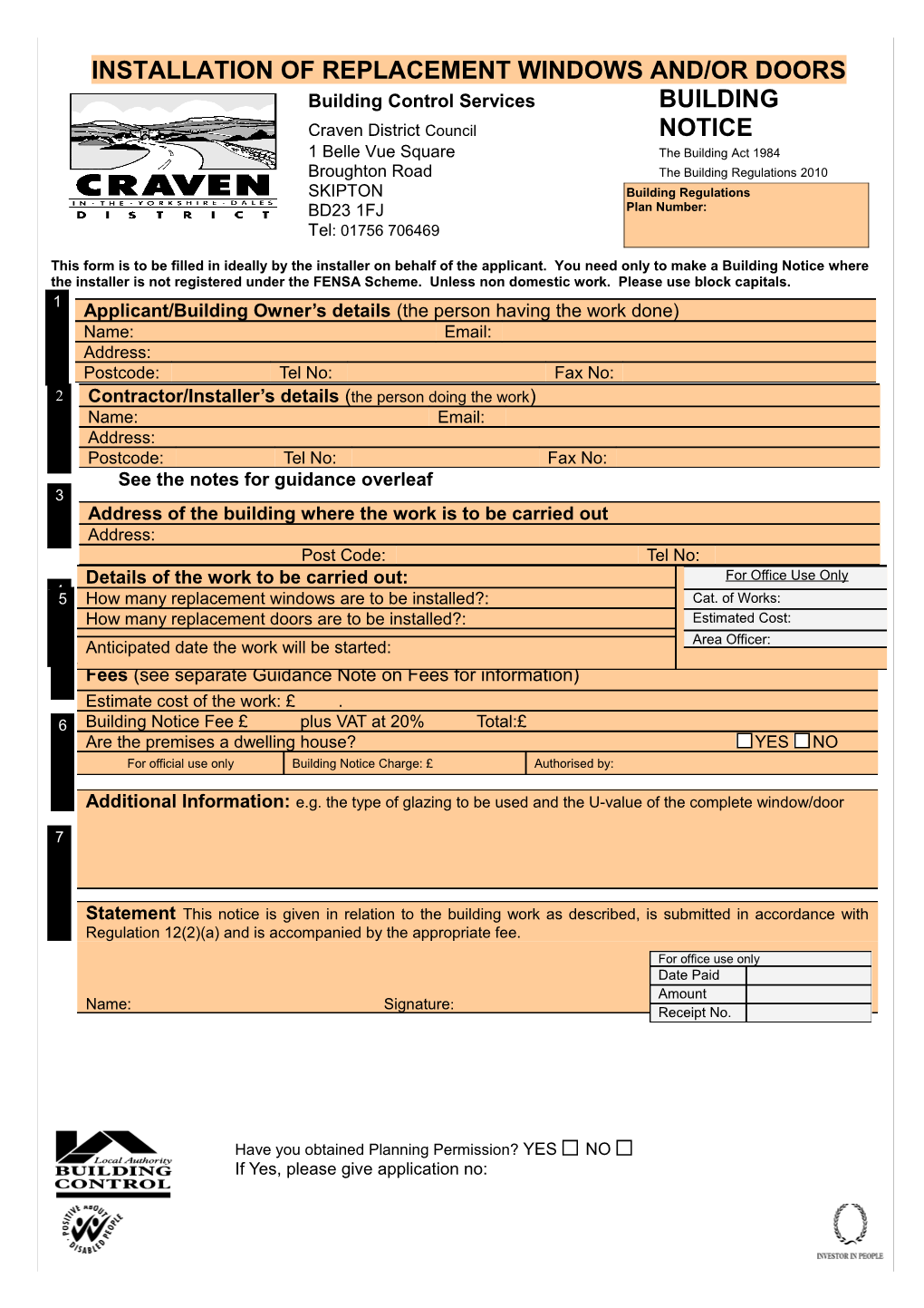 Installation of Replacement Windows And/Or Doors