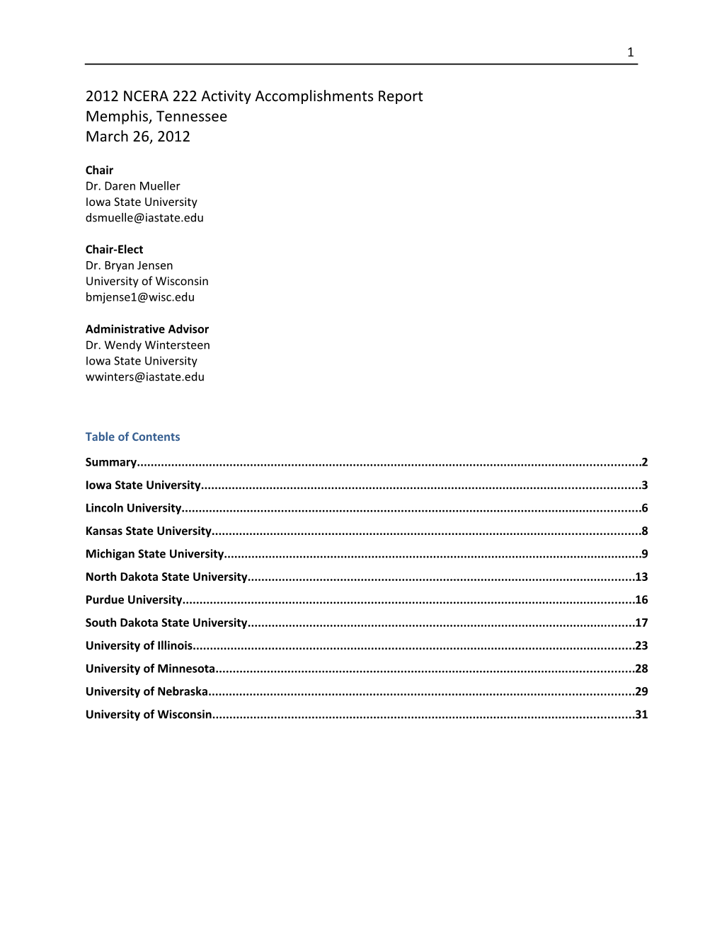 2012 NCERA 222 Activity Accomplishments Report