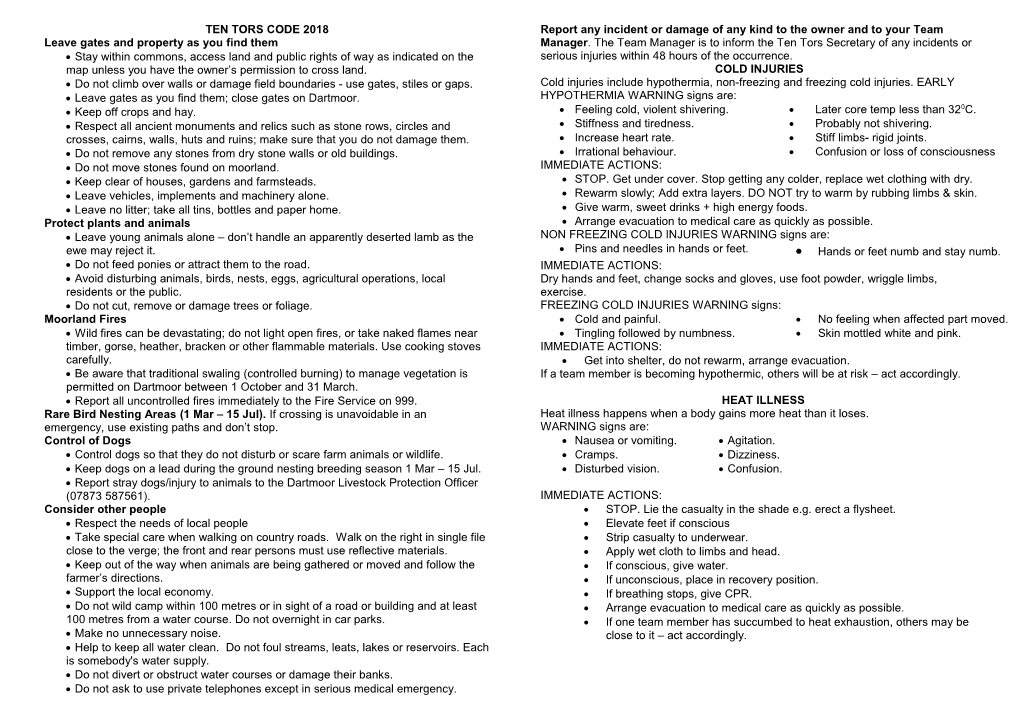 Ten Tors Code