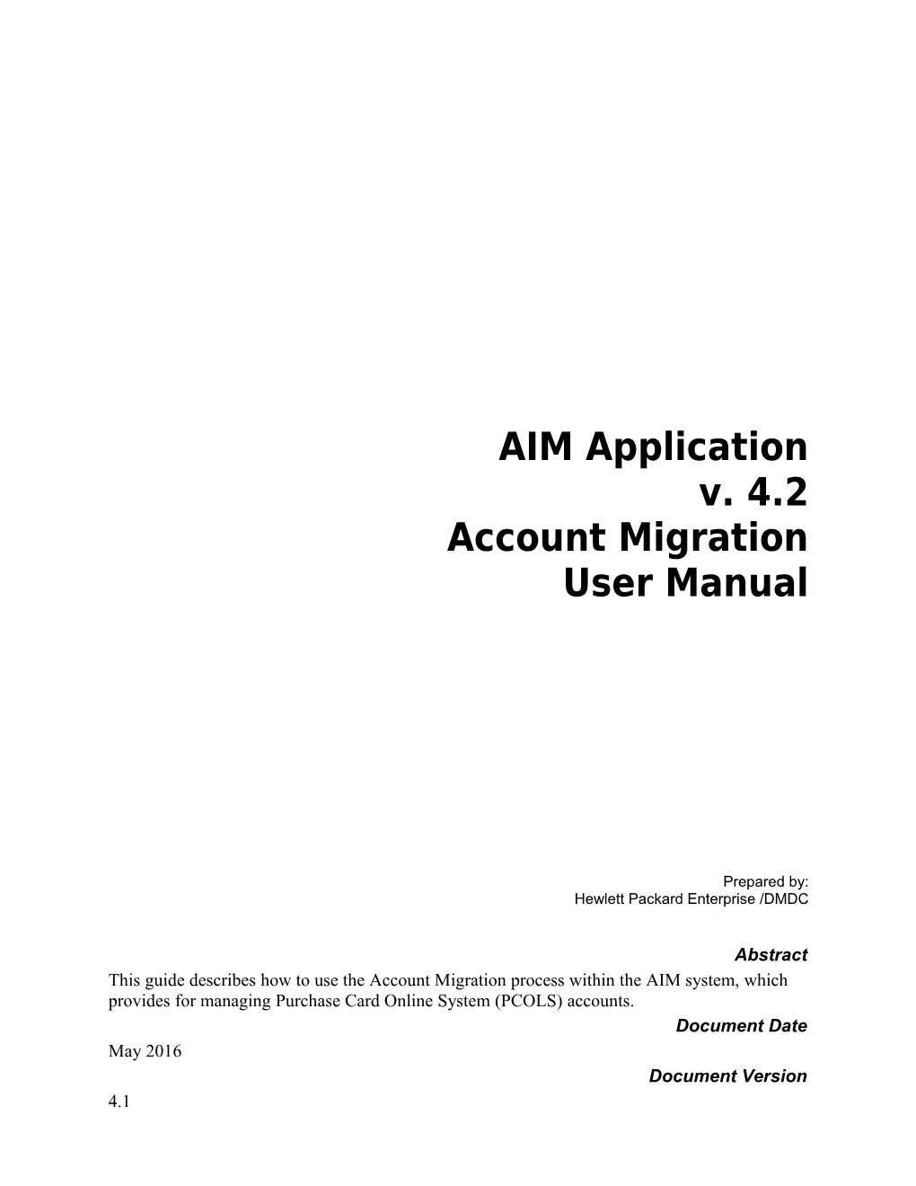 AIM 4.2 Account Migration User Manual