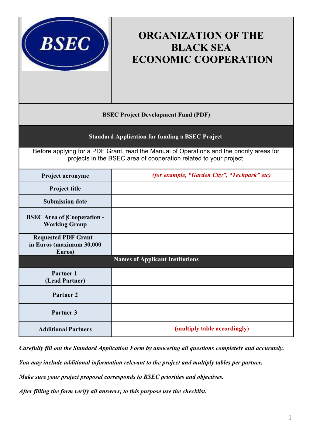 Proposal for a New PDF Application Form
