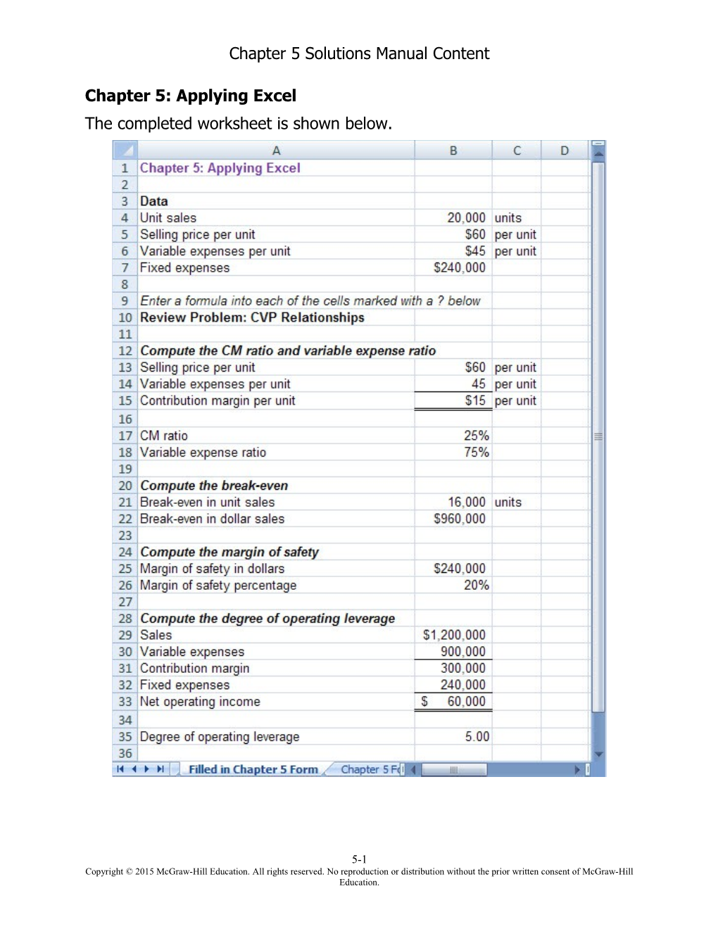 Chapter 5 Solutions Manual Content