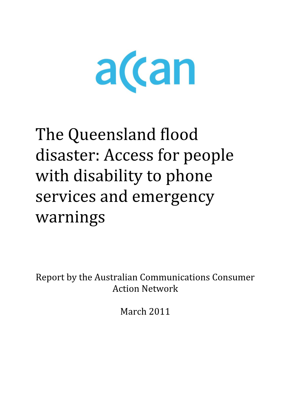 Report by the Australian Communications Consumer Action Network