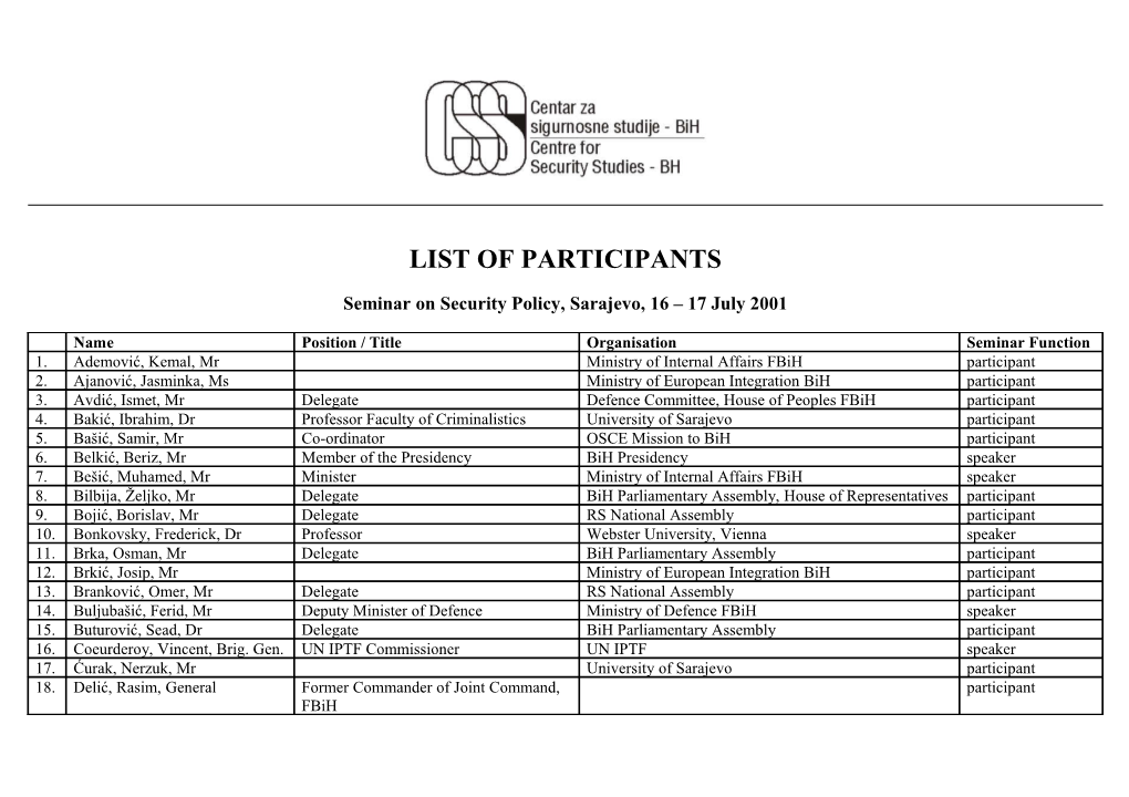 List of Participants Complete
