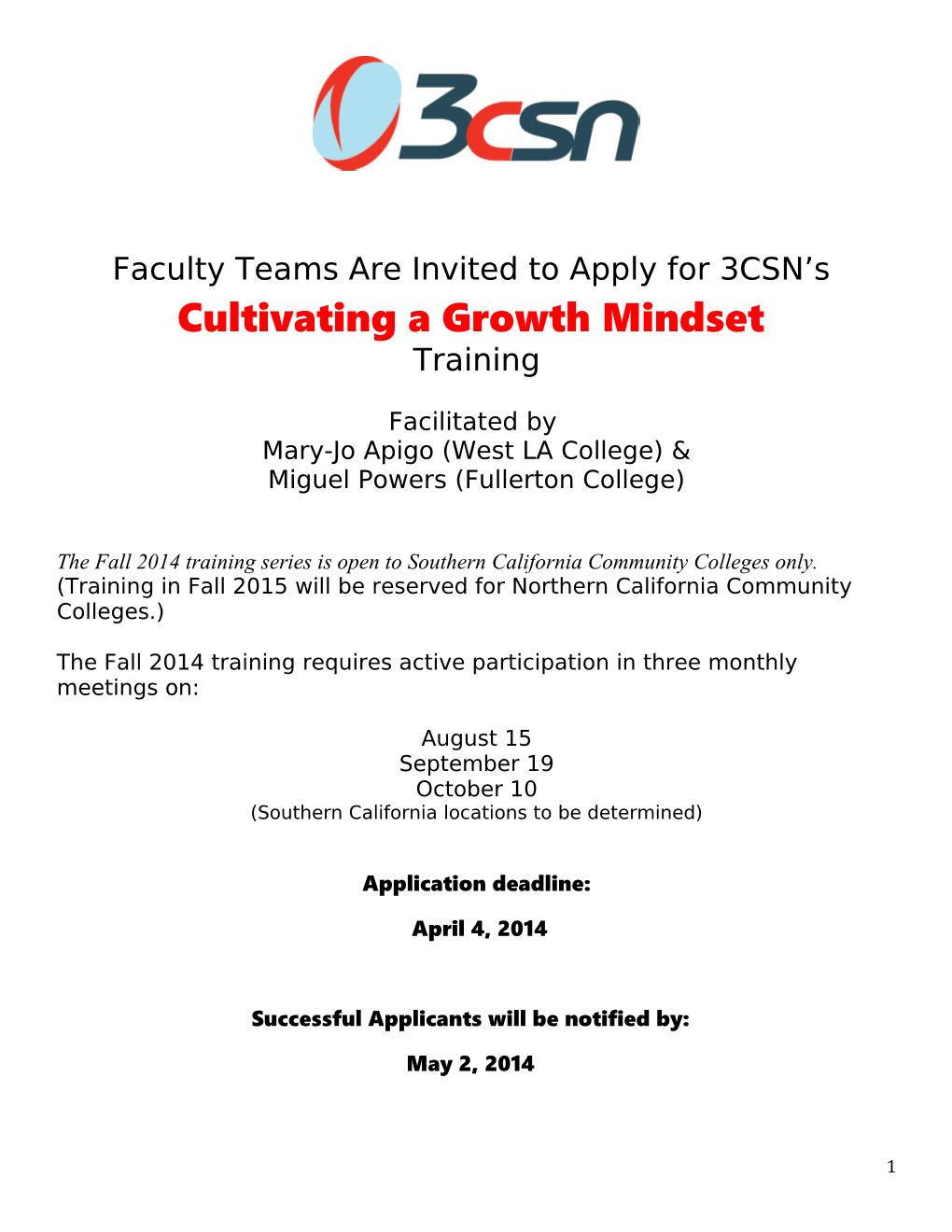 Faculty Teams Are Invited to Apply for 3CSN S