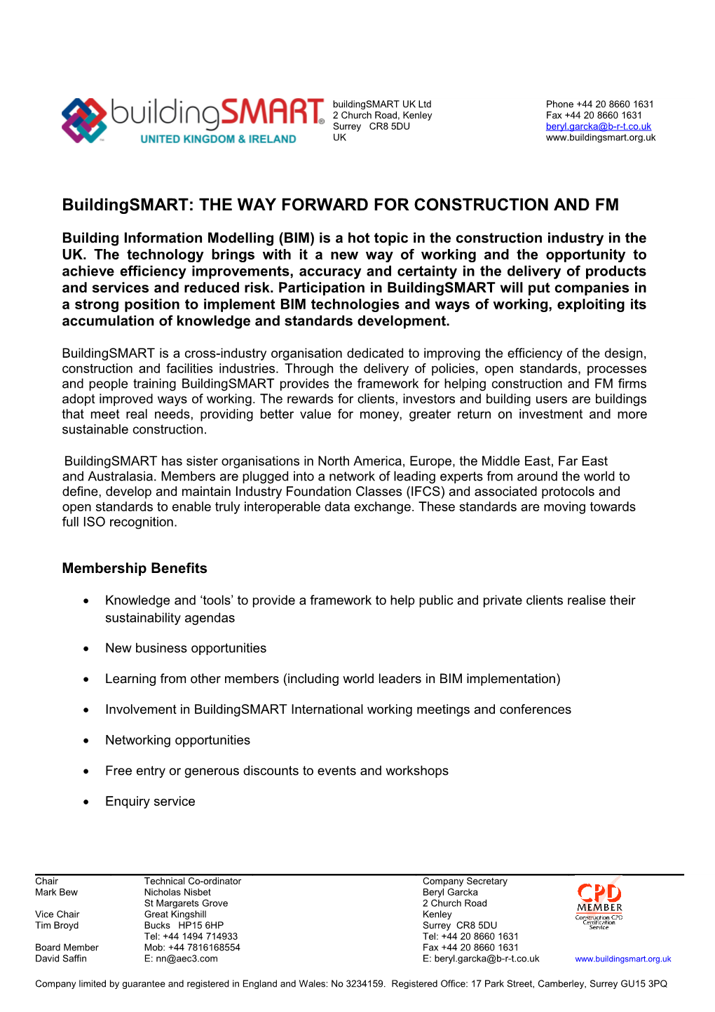Buildingsmart: the WAY FORWARD for CONSTRUCTION and FM