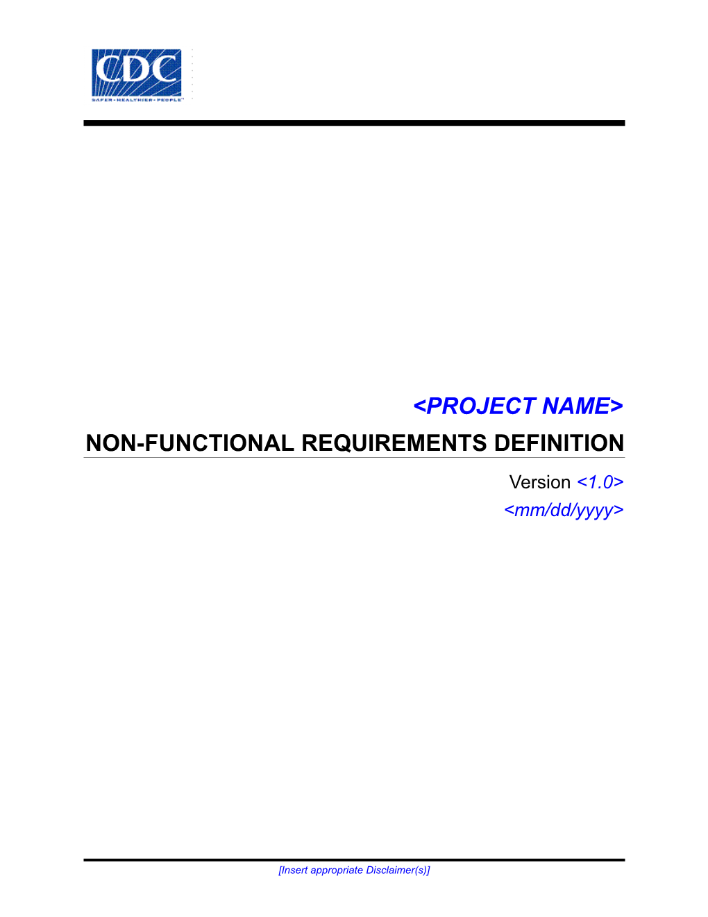 Non-Functional Requirements Definition Template