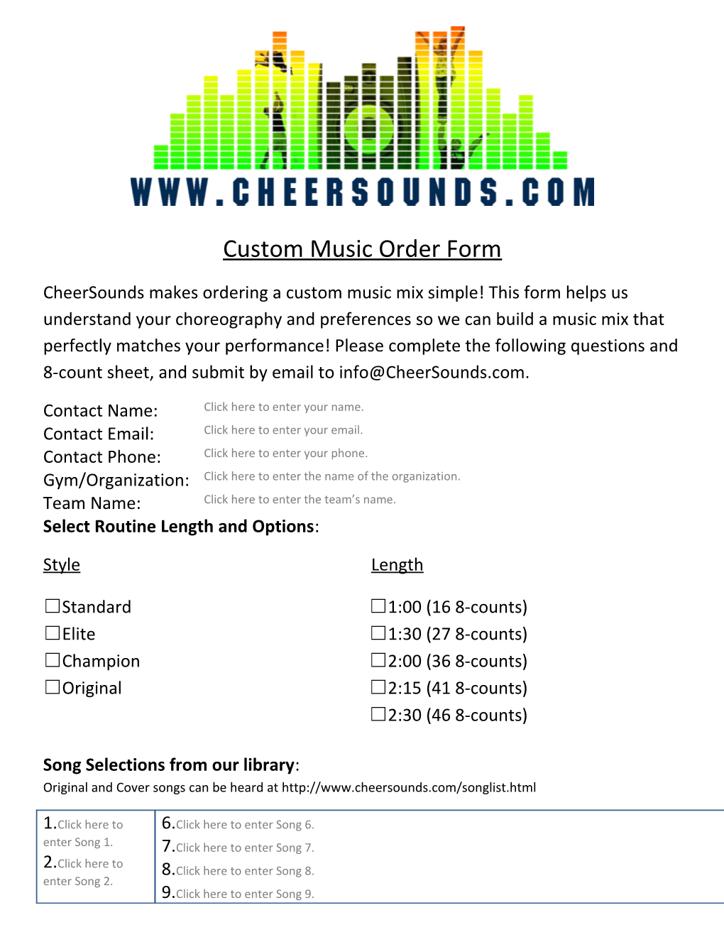 Cheer Music Mixer 8-Count Sheet
