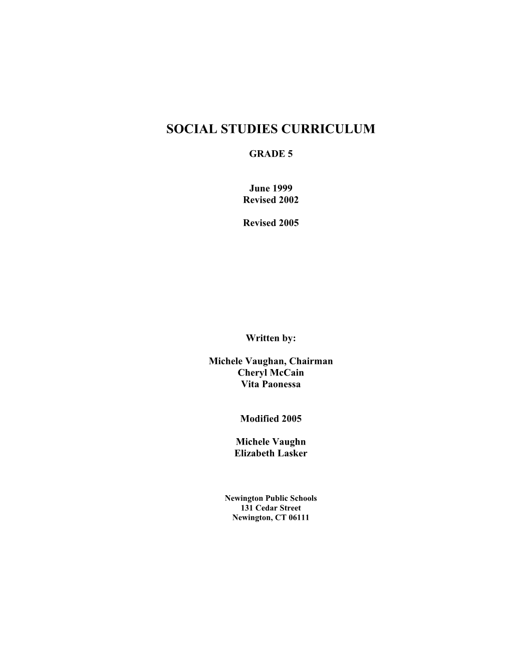 Social Studies Curriculum