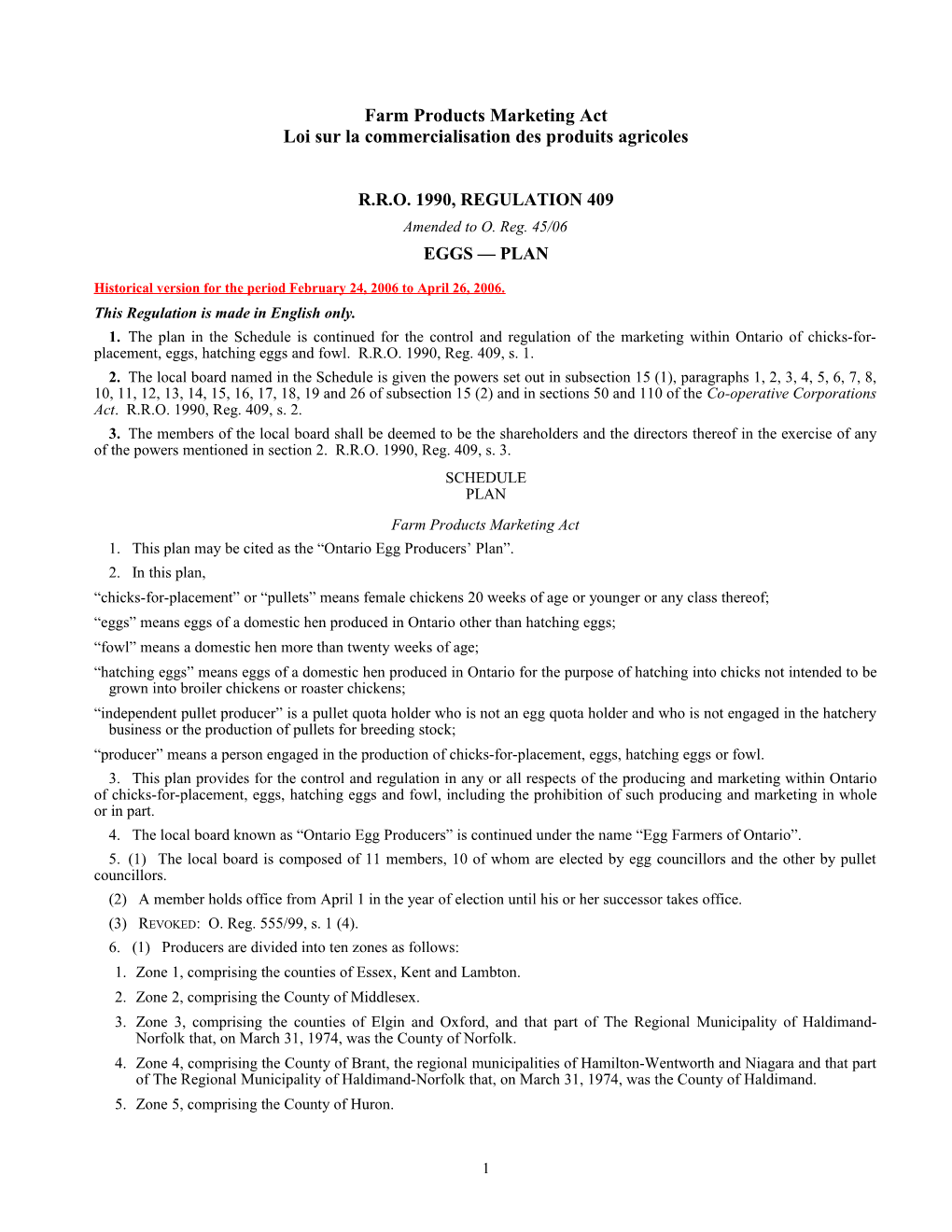 Farm Products Marketing Act - R.R.O. 1990, Reg. 409