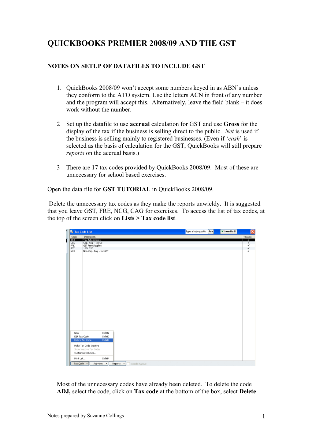 Quickbooks 2002 and the Gst