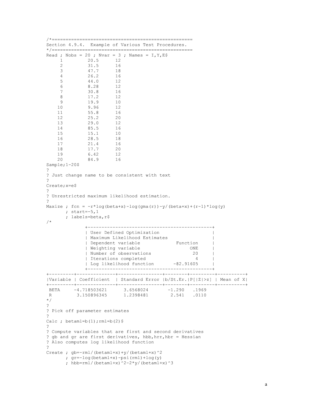 Section 4.9.4. Example of Various Test Procedures