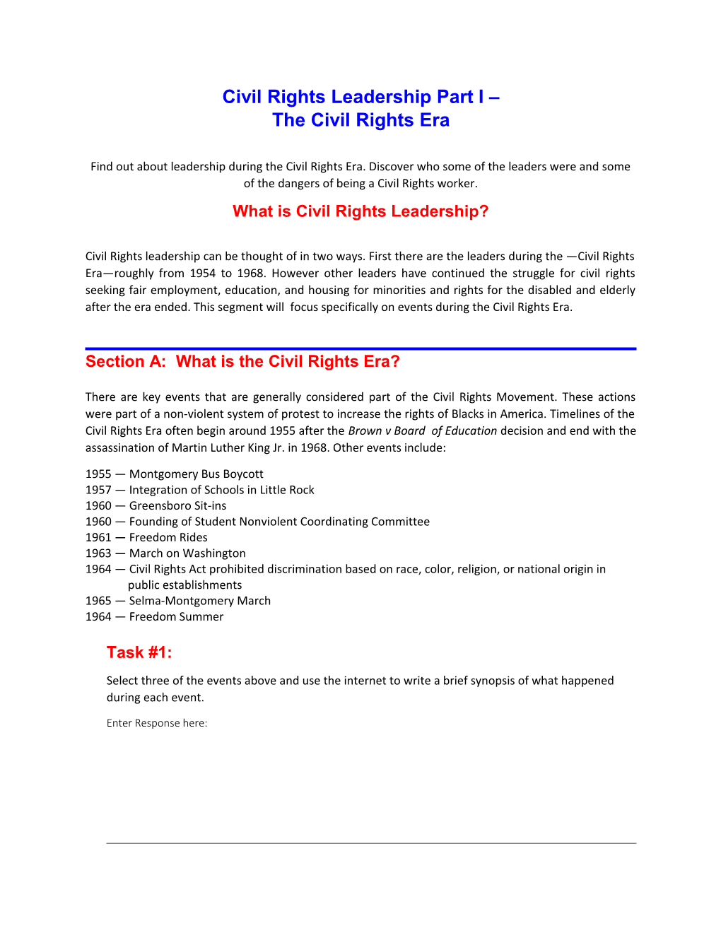 Civil Rights Leadership Part I