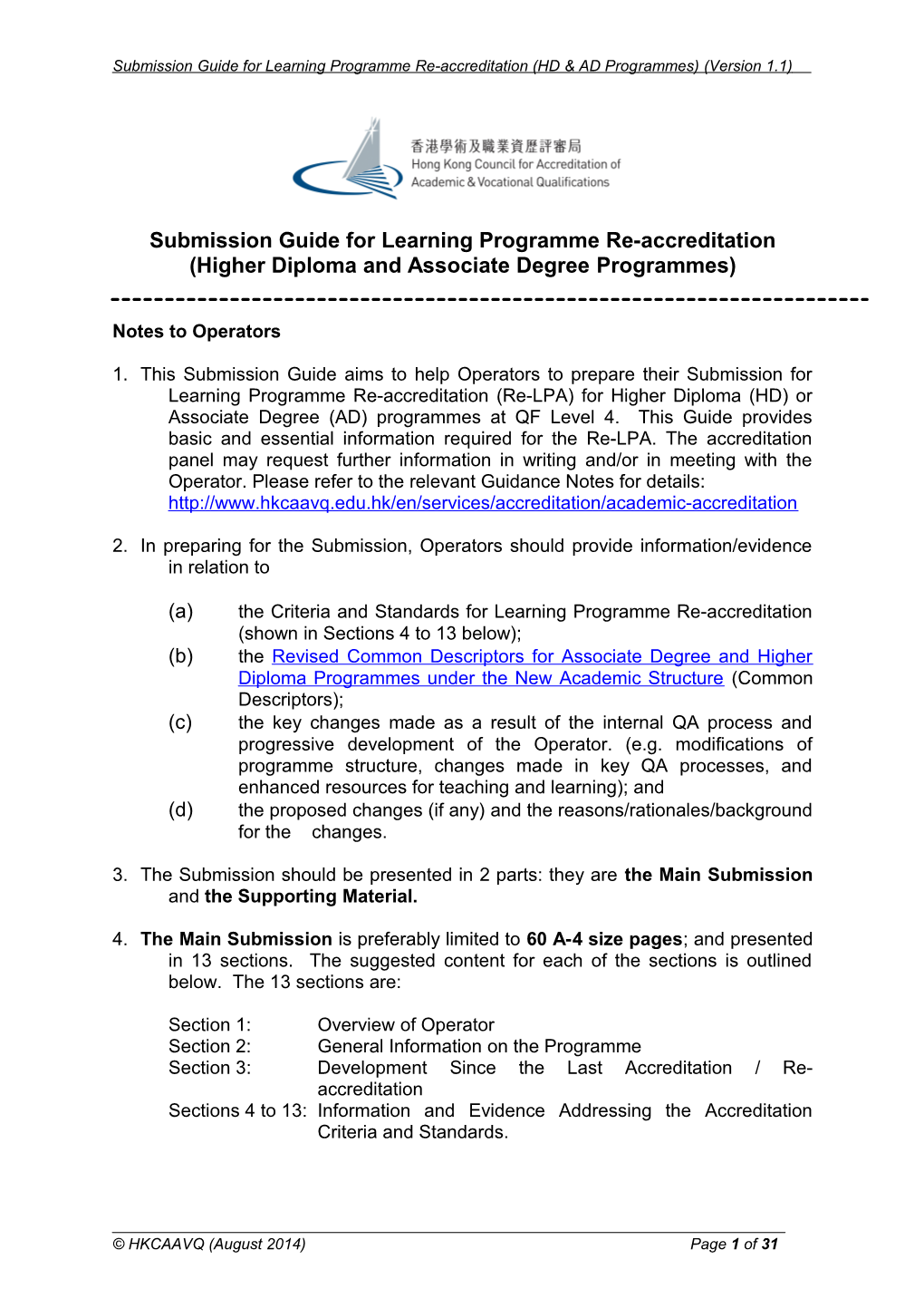 Fee Schedule for Accreditation Services Under the Four-Stage Quality Assurance Model For