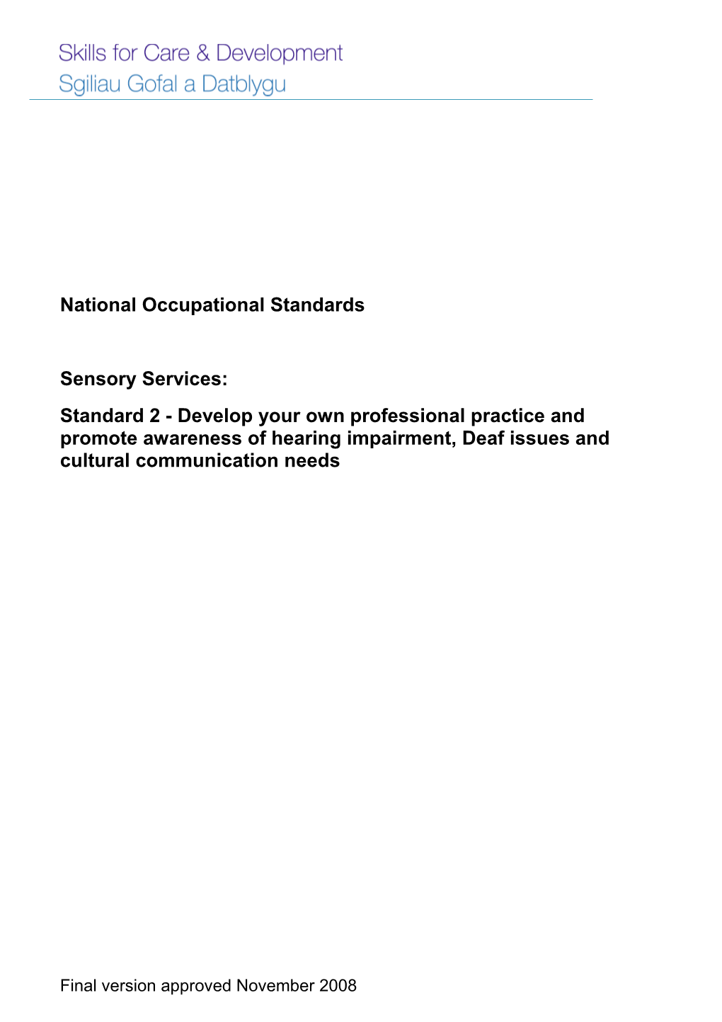 Company Name National Occupational Standards