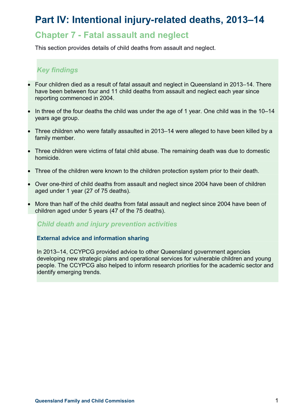 Part IV: Intentional Injury-Related Deaths