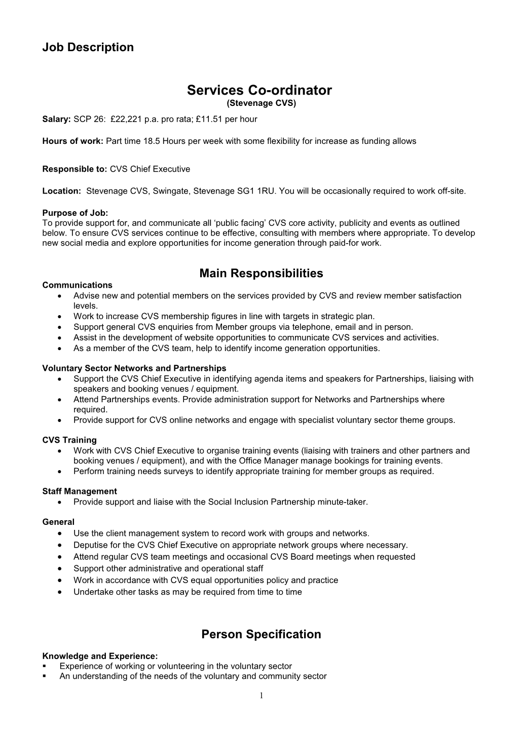 External Relations Manager (Draft 14/2/07)