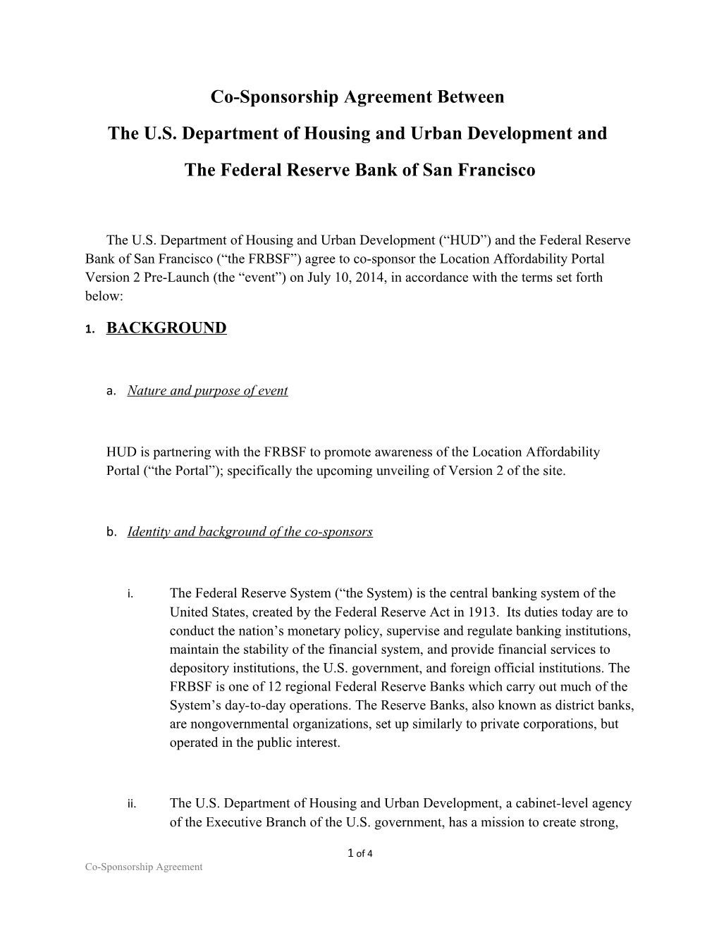 The U.S. Department of Housing and Urban Development And