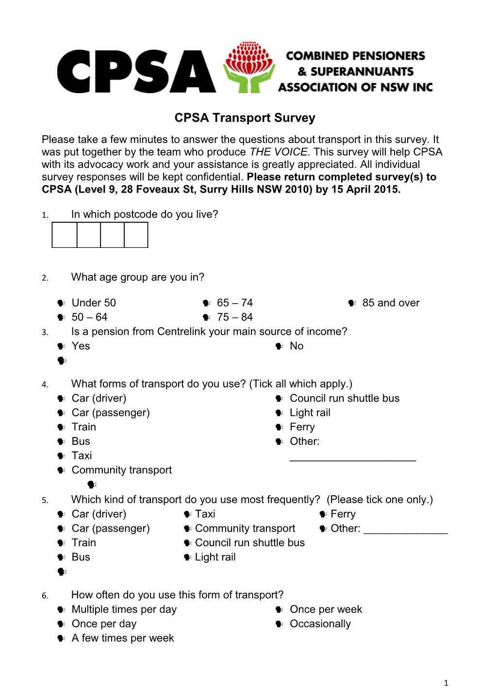 CPSA Transport Survey