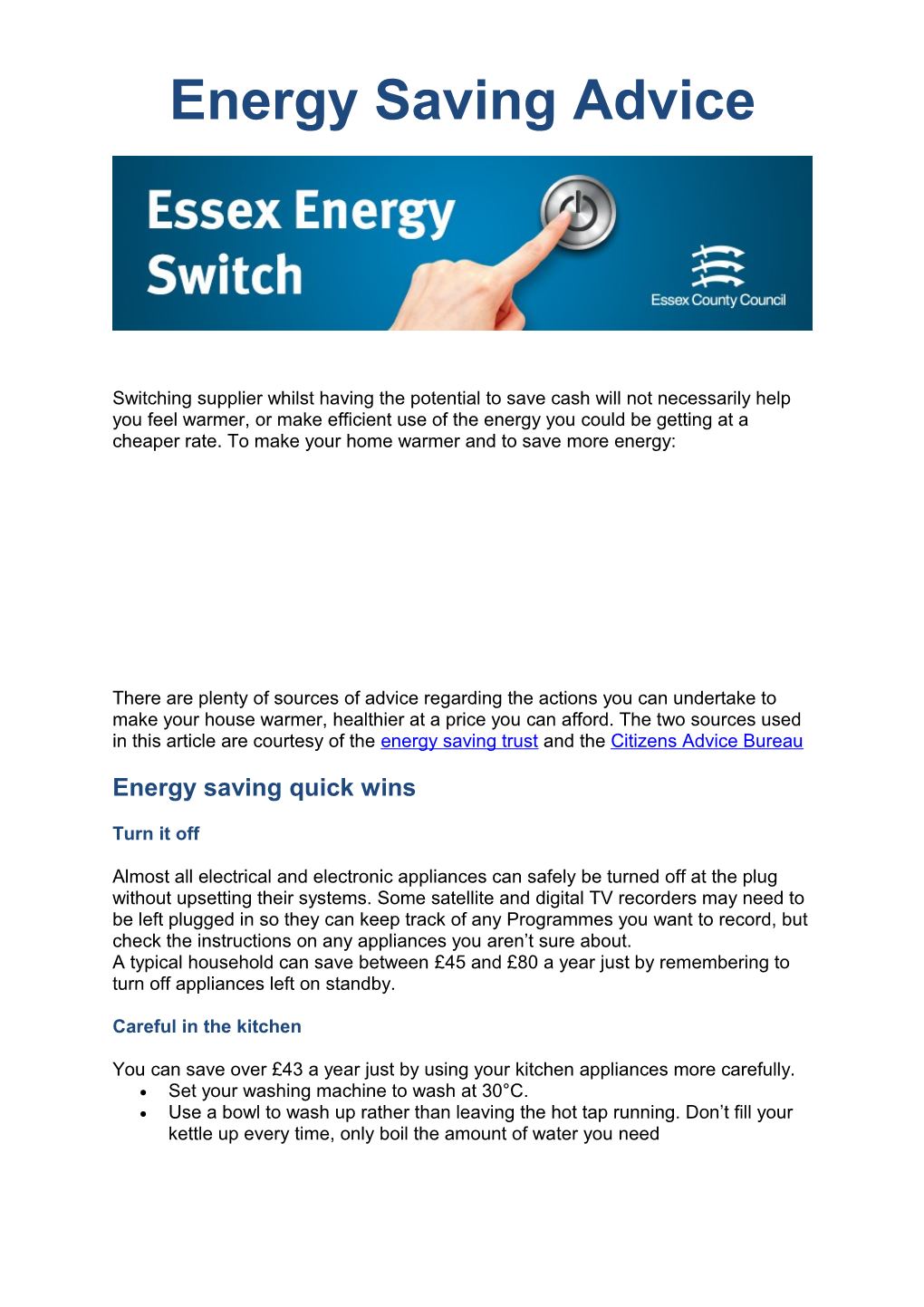 Energy Savings Advice