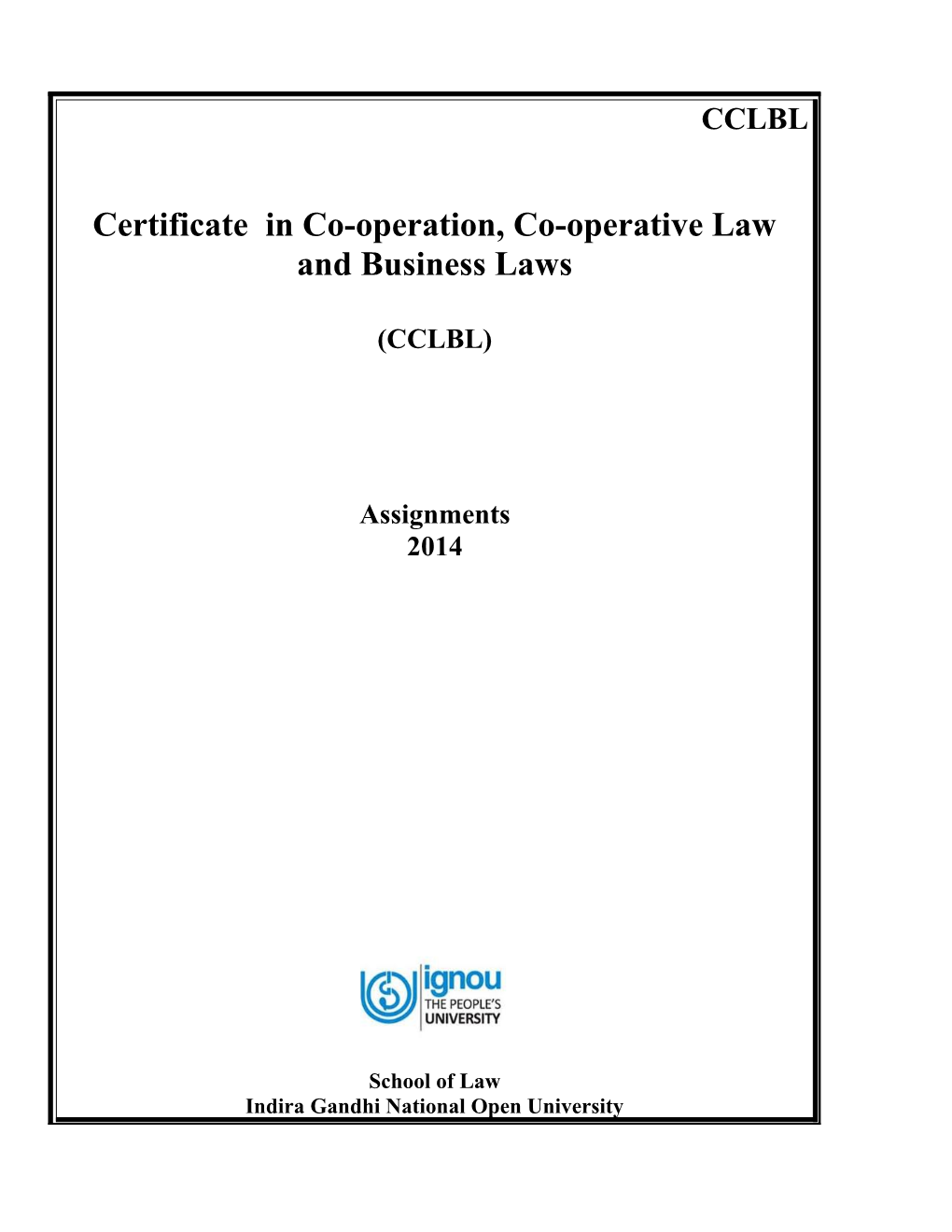 Certificate in Co-Operation, Co-Operative Law and Business Laws