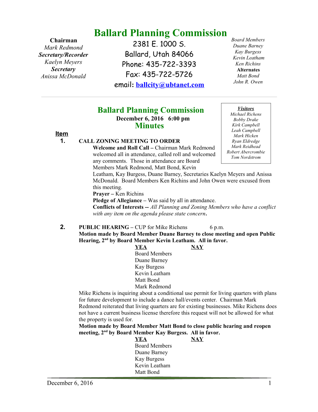 Ballard Planning Commission