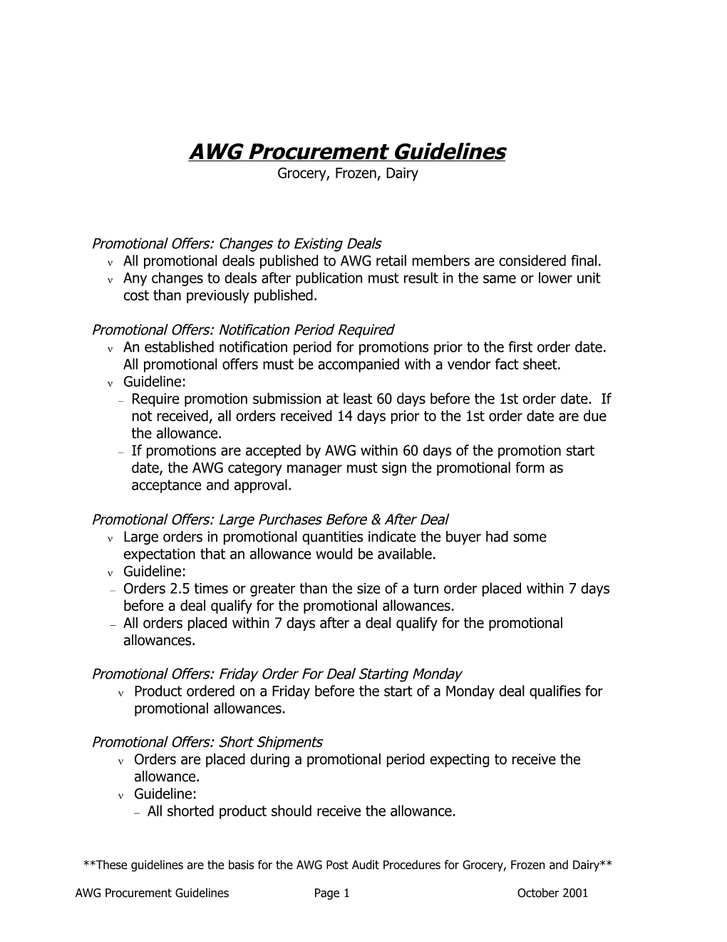 AWG Post Audit & Procurement Guidelines