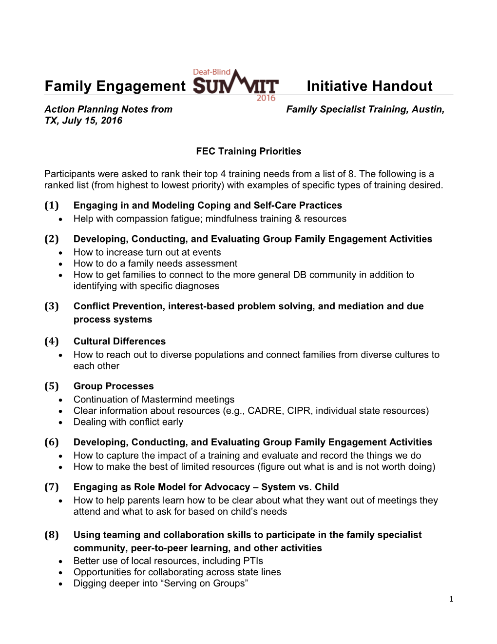 Family Engagement Initiative Handout