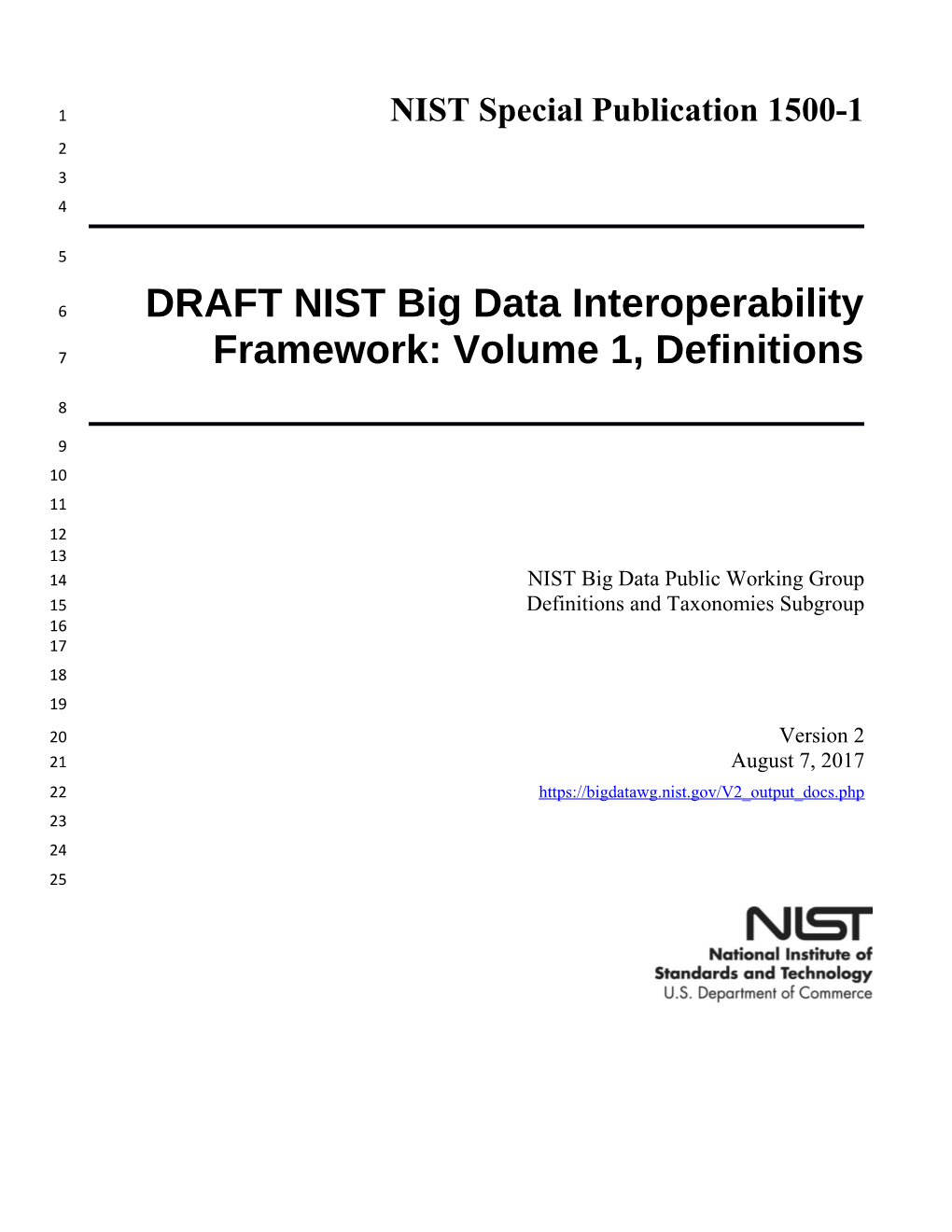 DRAFT NIST Big Data Interoperability Framework:Volume 1, Definitions