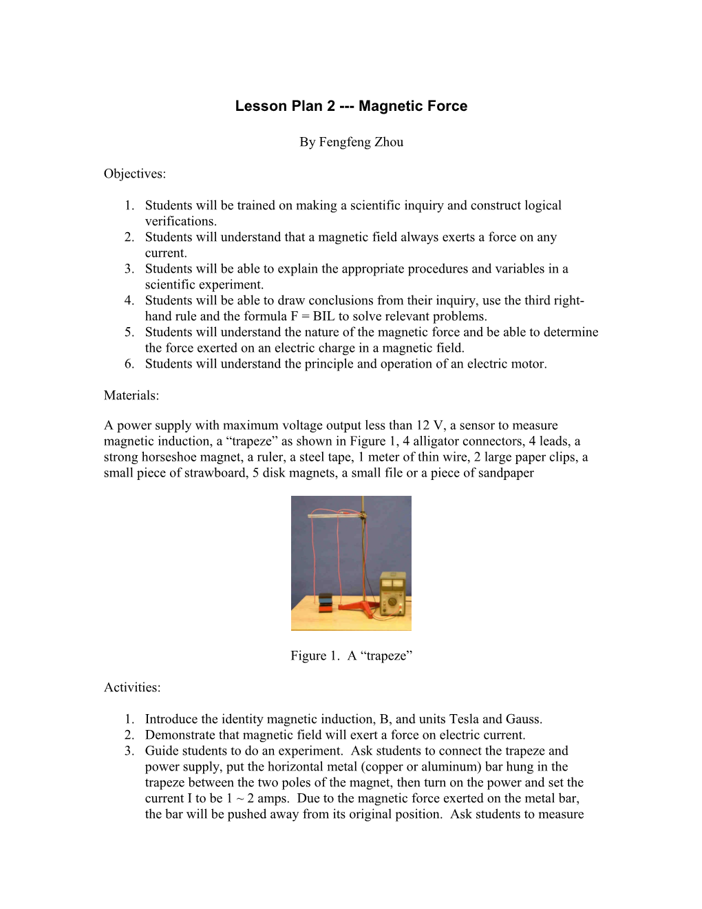 Magnetic Foce - Lesson Plan