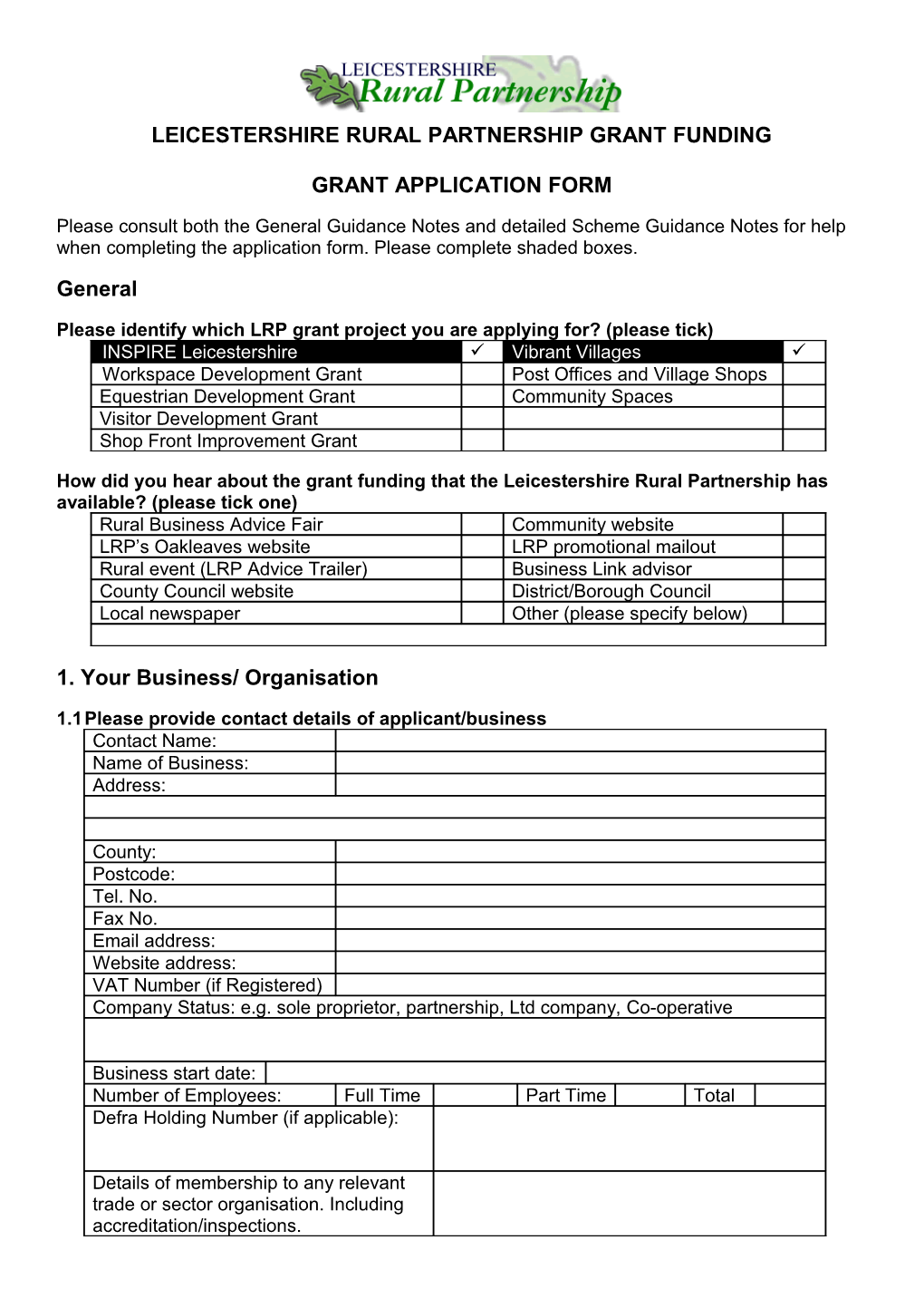 Leicestershire Rural Partnership Grant Funding