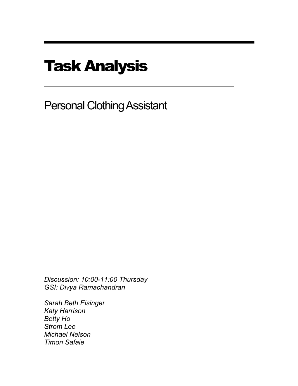 Task Analysis